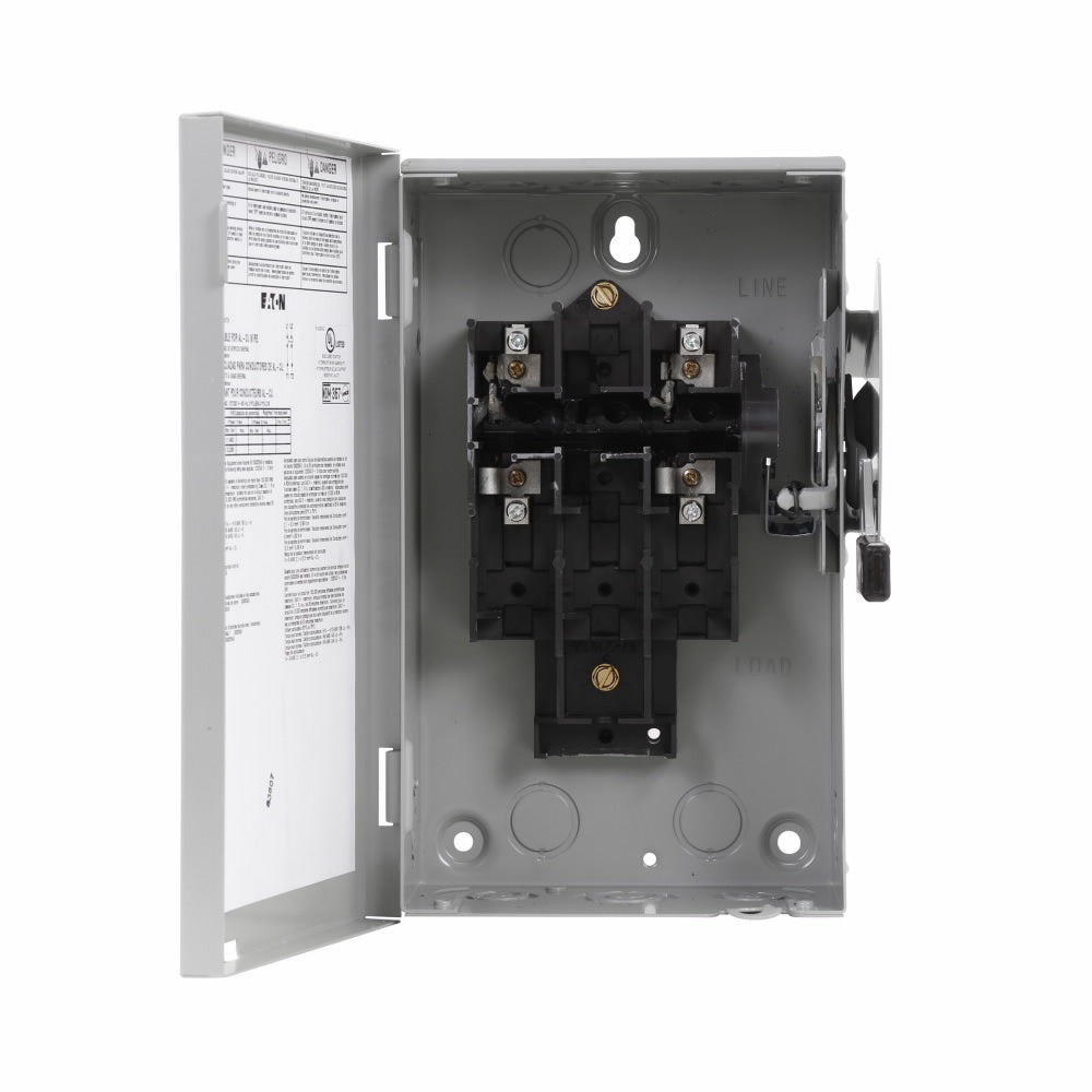 EATON DH261UGK Heavy-Duty Non-Fusible Safety Switch - NEMA 1, 30A, 2-Pole, 600V/250DC