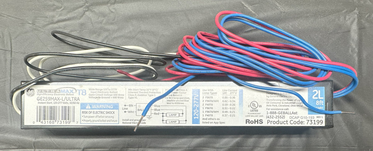 GE 73199: 2 Lamp T8 Instant Start Electronic Ballast – Ohio Electric Supply