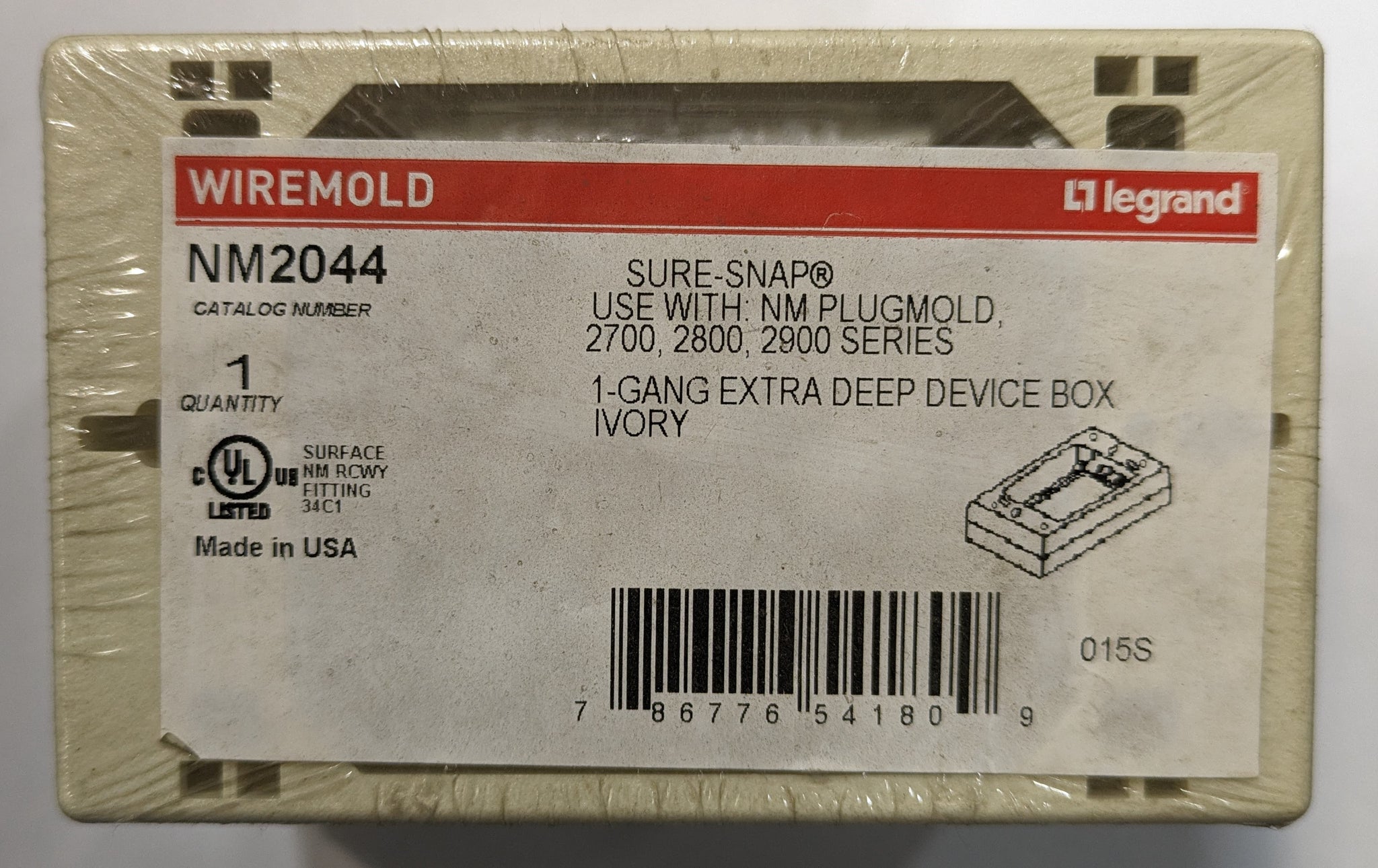 Wiremold NM2044 : 1 Gang Extra-Deep Device Box, Ivory – Ohio