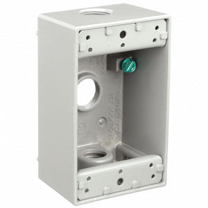 Hubbell 5320-0 : 1 Gang Outlet Box, 3 Outlets 1/2'', Weather-Proof