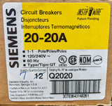 Siemens Q2020 : 20A-20A, 1 Pole-1 Pole Tandem Circuit Breaker