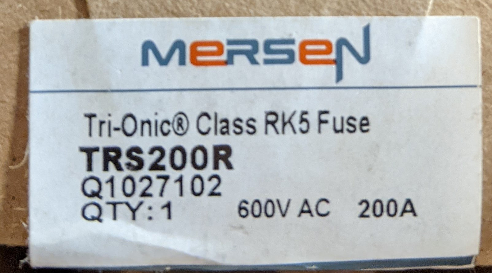 Class R Mersen Mersen TRS200R : 200A Fuse, 600V, Class RK5 – Ohio Electric Supply
